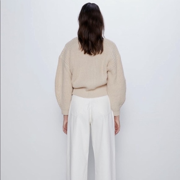 Zara beige cropped belted cardigan - Picture 7 of 7
